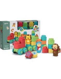 PACK 36 BLOQUES DE GOMAS SUAVE TREN DE LA JUNGLA GIROS