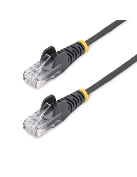 Cable Cat6 de 1m - Delgado - con Conectores RJ45 sin Enganches - Negro
