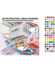Estuche 80 rotuladores professional brush doble punta
