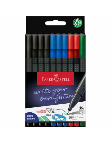 Grip Finepen rotulador de punta fina Fino Negro, Azul, Verde, Rojo 10 pieza(s)