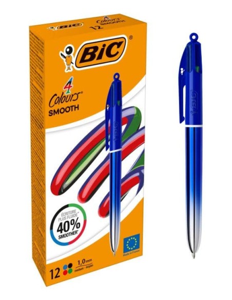 Colors Smooth Negro, Azul, Verde, Rojo Bolígrafo de punta retráctil con mecanismo de giro Medio 12 pieza(s)