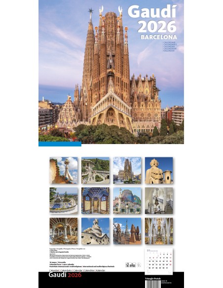 Cal 2026 Pared 30x30 cm Gaudi 1 B Sagrada Familia