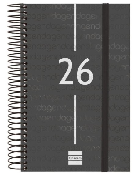 Agenda anual espiral 2026 dia pagina e5 117x181cm negra