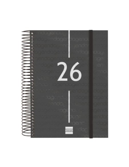 Agenda anual espiral 2026 dia pagina e10 155x212cm negro