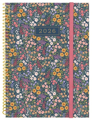 Agenda espiral anual 2026 e10 dia pagina 155x212cm flora