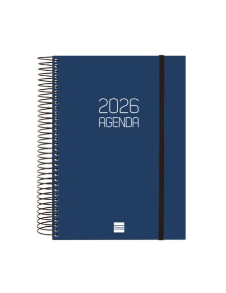 Agenda anual espiral opaque 2026 dia pagina e10 155x212cm azul