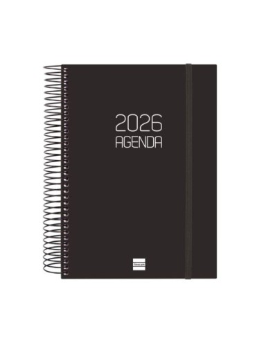 Agenda anual espiral opaque 2026 dia pagina e10 155x212cm negro