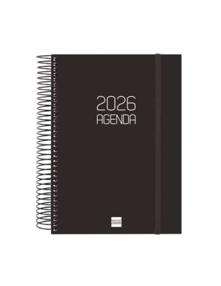 Agenda anual espiral opaque 2026 dia pagina e10 155x212cm negro