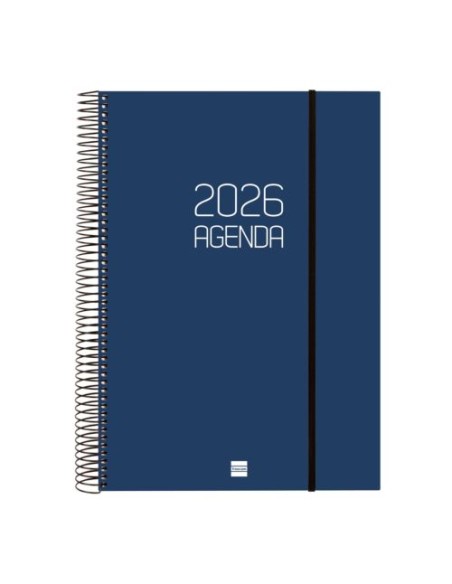 Agenda anual espiral opaque 2026 dia pagina e40 210x297cm azul