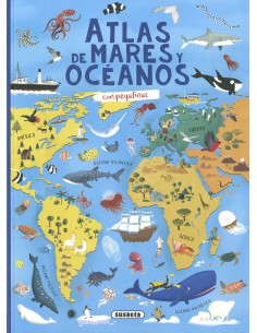 Atlas de mares y oceanos con pegatinas