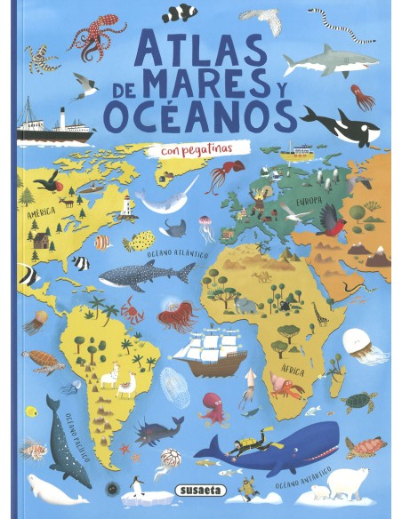 Atlas de mares y oceanos con pegatinas