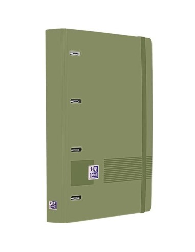 OXFORD EUROPEANBINDER LIVE&GO CARPETA ANILLAS 4X35 A4+ C/RECAMBIO 5X5 WRITE&ERASE POLYFOAM VERDE SAFARI 400195520 - Pack de 4 un