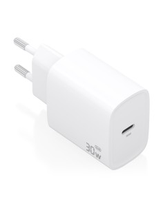 Cargador GaN 30W, 1xUSB-C PD3.0, Blanco