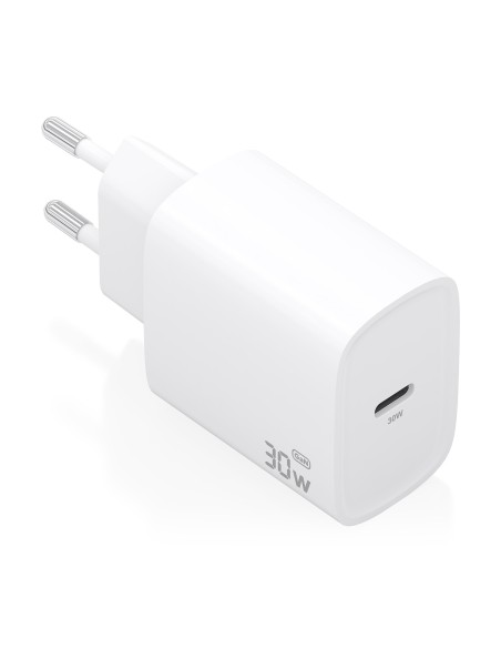 Cargador GaN 30W, 1xUSB-C PD3.0, Blanco