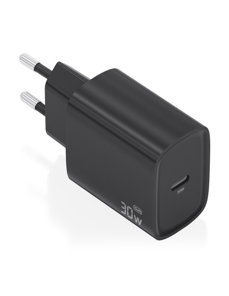 Cargador GaN 30W, 1xUSB-C PD3.0, Negro