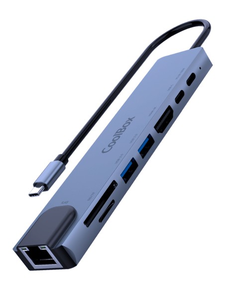 MINIDOCK C81 ALUMINIO USB-C A HDMI 4K/2xUSB-A/PD 100W/USB-C/SD/MICROSD/RJ45