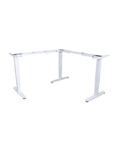 ERGO - Estructura de escritorio eléctrica en forma de L para trabajar sentado o de pie, triple motor, color blanco