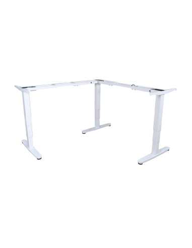 ERGO - Estructura de escritorio eléctrica en forma de L para trabajar sentado o de pie, triple motor, color blanco