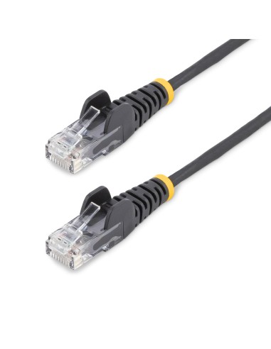Cable de Red Ethernet CAT6 Delgado sin Enganches Negro de 15m - Cable RJ45 Snagless Slim 28AWG - Alambre de Cobre Puro - PoE 100