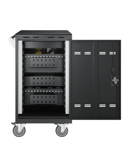 E24C+ Negro Laptop / Tablet Mesita con ruedas para multimedia