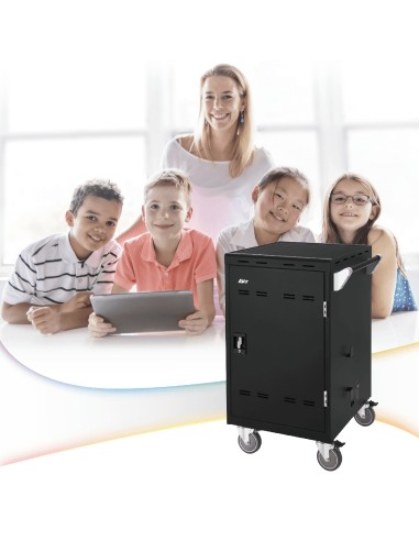 E24C+ Negro Laptop / Tablet Mesita con ruedas para multimedia