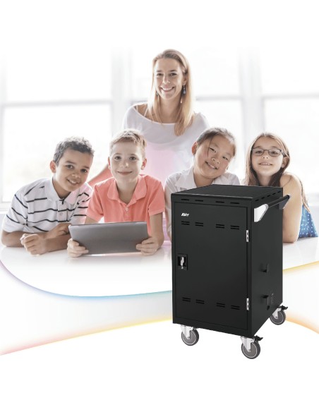 E24C+ Negro Laptop / Tablet Mesita con ruedas para multimedia