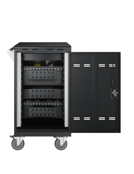 E24C+ Negro Laptop / Tablet Mesita con ruedas para multimedia