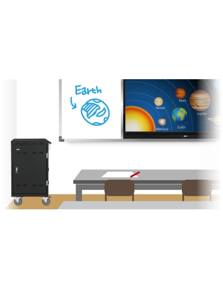 E24C+ Negro Laptop / Tablet Mesita con ruedas para multimedia