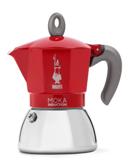Moka Induktion Cafetera italiana 0,28 L Rojo, Acero inoxidable