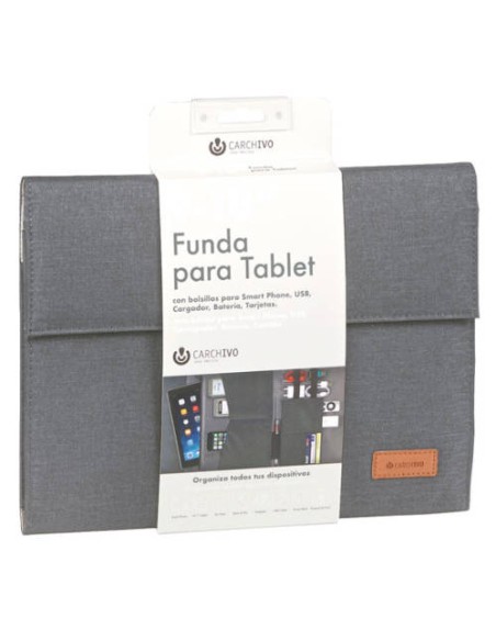 FUNDA TABLET VENTURE 10.1 BOLSILLO Y SOLAPA  GRIS CARCHIVO 23210007