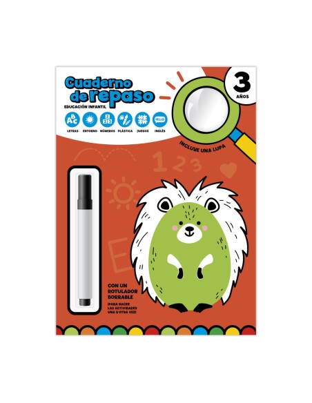 CUADERNO DE REPASO 3 ANOS CON LUPA Y ROTULADOR BORRABLE