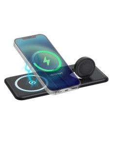MAGFOLD2IN1 Smartphone, Reloj inteligente Negro USB Cargador inalámbrico Interior
