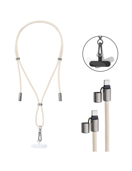 Handykette als Lade- + Datenkabel USB-C bis 1,65m beige cable USB USB C