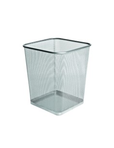 PAPELERA FOROFIS METAL CUADRADA PLATA