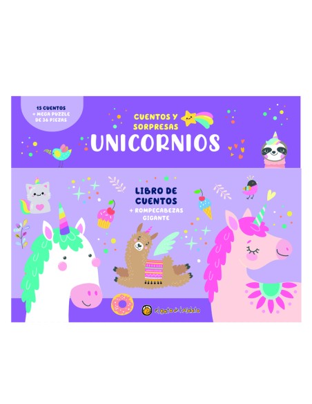 Unicornios Caja con LibroPuzle Cuentos y sorpresas 