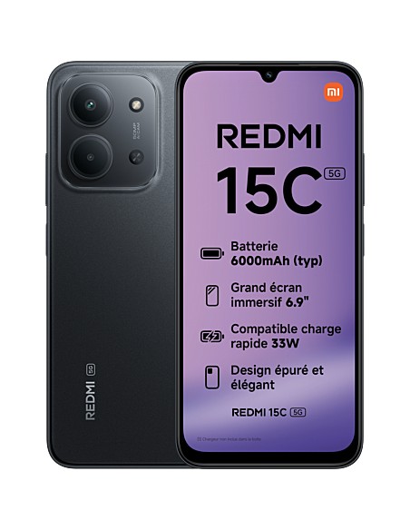Redmi 15C 5G 17,5 cm (6.9") Ranura híbrida Dual SIM USB Tipo C 4 GB 256 GB 6000 mAh Negro