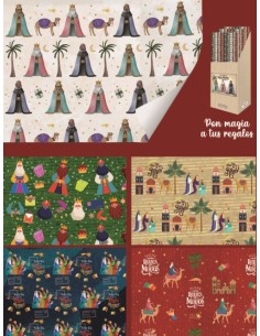 EXP 50 ROLLOS PAPEL REGALO REYES MAGOS 70X100CM