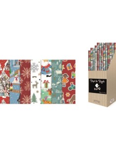 EXP 50 ROLLOS PAPEL REGALO BUSQUETS KRAFT NAVIDAD 70X100CM