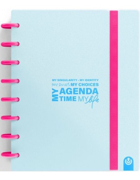 Agenda ingeniox semana vista a5 neon azul pastel