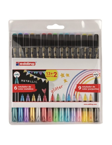 Pack promocional 132 rotuladores edding 1200 metalicos glitter
