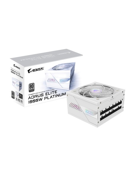 AORUS ELITE P1000W ICE Fuente de Alimentación - PCIe 5.0, 80 PLUS Platinum, Diseño completamente modular, Ventilador de 120 mm, 