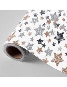 BOBINA PAPEL REGALO FANTASIA NAVIDAD ESTRELLA 62CMX4KG