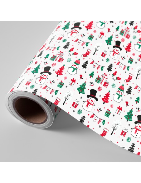 BOBINA PAPEL REGALO FANTASIA NAVIDAD MUNECO NIEVE 62CMX4KG