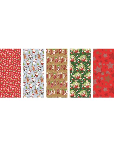 EXP 50 ROLLITOS 70X200CM PAPEL DE REGALO NAVIDAD
