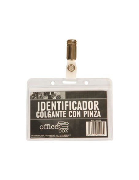 IDENT. APAISADO C/PINZA OFFICE BOX TRANSP. 92016 - Pack de 10 unidades