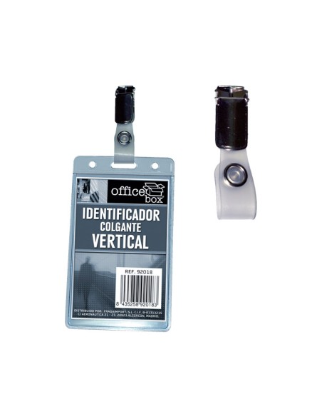 IDENT. VERTICAL C/PINZA OFFICE BOX TRANSP. 92019 - Pack de 10 unidades