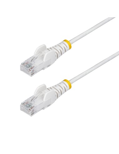 Cable de Red Ethernet CAT6 Delgado sin Enganches Blanco de 1,5m - Cable RJ45 Snagless Slim de 28AWG - Alambre de Cobre Puro - Po