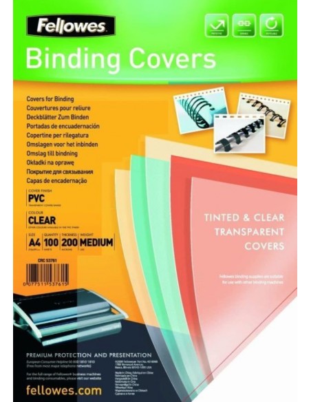 caja 100 tapas de encuadernacion a4 pvc 180 micras transparente cristal