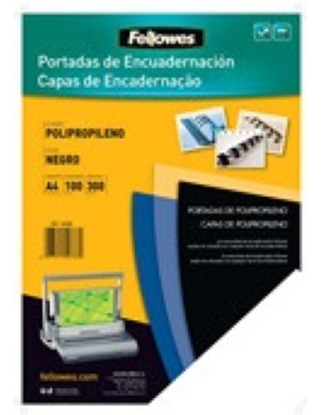 caja 100 tapas encuadernacion a4 pvc 180 micras color negro opaco