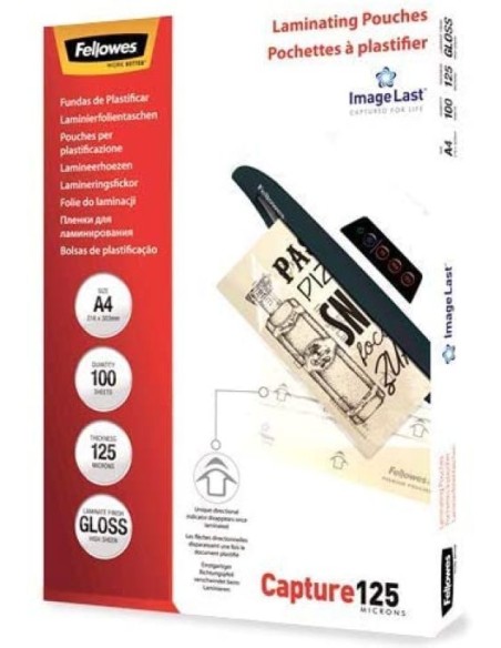 PACK 100 FUNDAS PLASTIFICAR A4 125 MICRAS BRILLO FELLOWES